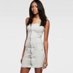 NEW Guess Los Angeles Gray mini strapless denim dress 6